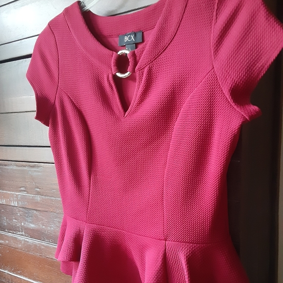Sold!!!BCX Burgundy Peplum Top - Picture 5 of 8